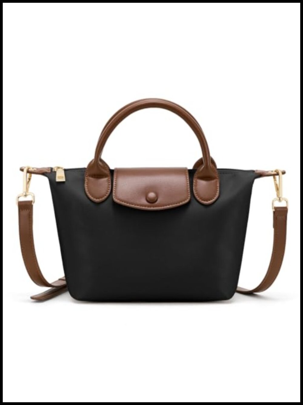 Small Crossbody Bag Mini Nylon Purse Vegan Leather Adjustable Strap